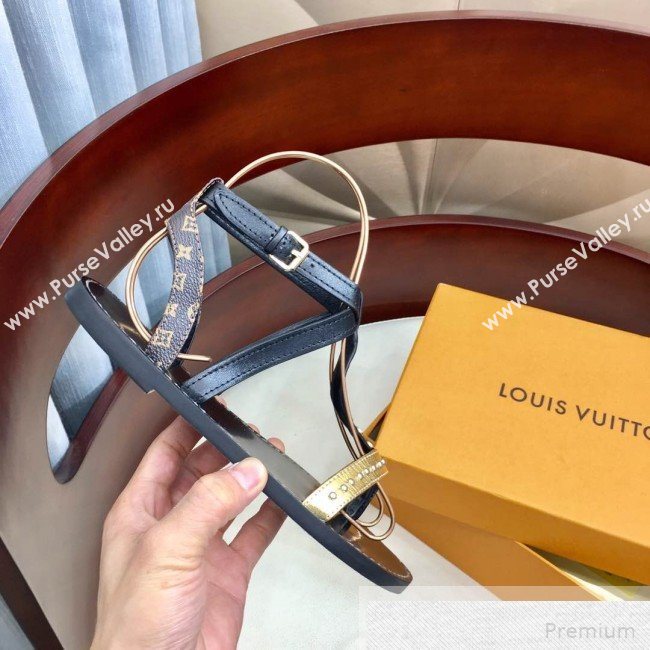 Louis Vuitton Flat Passenger Studs Straps Sandals Black 2019 (1050-9051544)