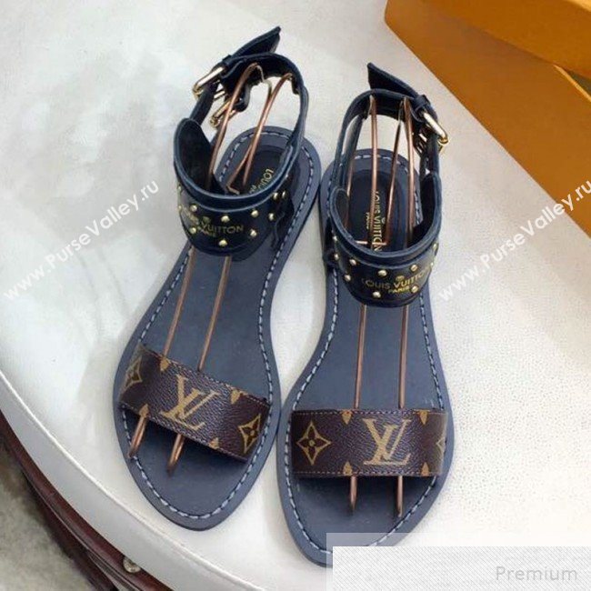 Louis Vuitton Flat Nomad Studs and Monogram Sandals Black 2019 (1050-9051546)