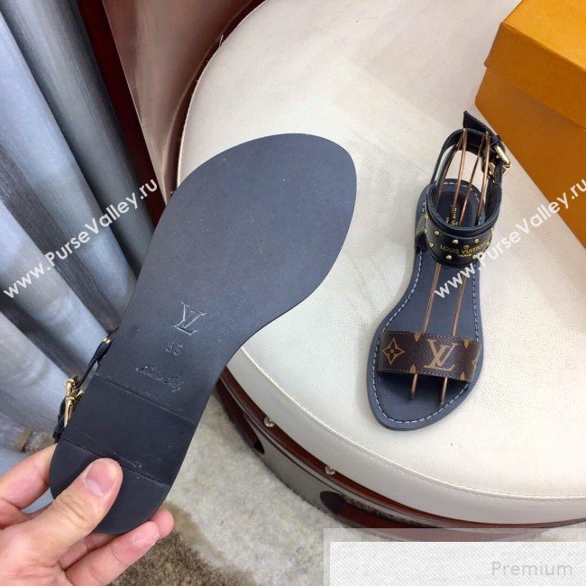 Louis Vuitton Flat Nomad Studs and Monogram Sandals Black 2019 (1050-9051546)