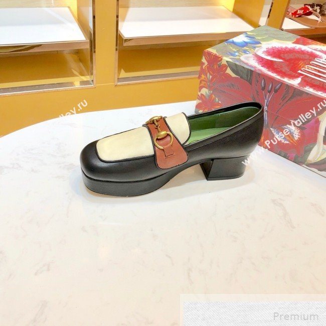 Gucci Leather Platform Loafer with Horsebit 565365 Black/Brown 2019 (1054-9051567)