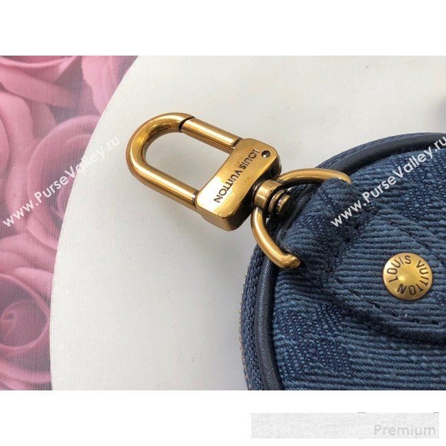 Louis Vuitton Monogram Denim Round Bag Charm & Key Holder M68291 Navy Blue 2019 (LVSJ-9061033)