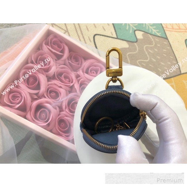 Louis Vuitton Monogram Denim Round Bag Charm & Key Holder M68291 Navy Blue 2019 (LVSJ-9061033)
