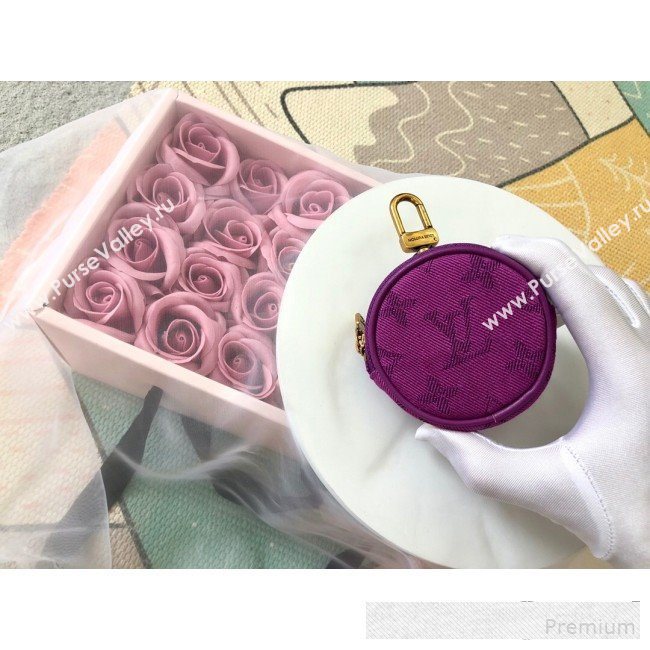 Louis Vuitton Monogram Denim Round Bag Charm & Key Holder M68291 Purple 2019 (LVSJ-9061032)