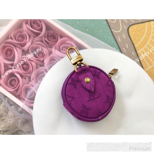 Louis Vuitton Monogram Denim Round Bag Charm & Key Holder M68291 Purple 2019 (LVSJ-9061032)