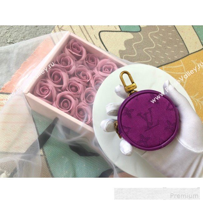 Louis Vuitton Monogram Denim Round Bag Charm & Key Holder M68291 Purple 2019 (LVSJ-9061032)