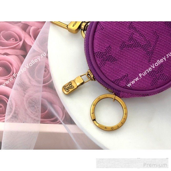 Louis Vuitton Monogram Denim Round Bag Charm & Key Holder M68291 Purple 2019 (LVSJ-9061032)