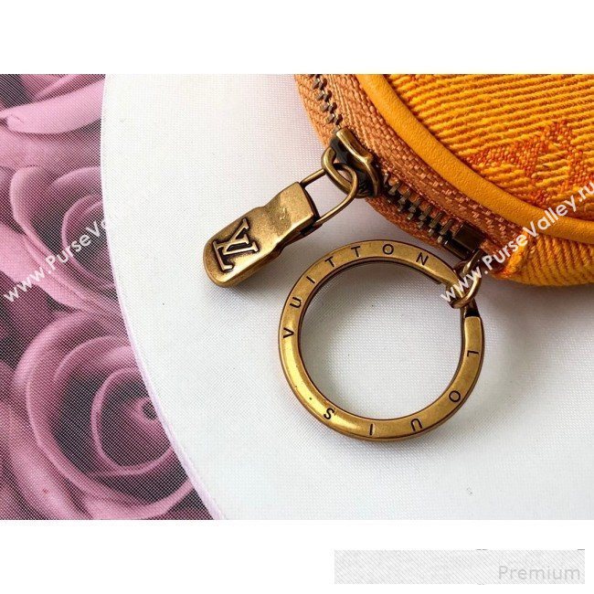 Louis Vuitton Monogram Denim Round Bag Charm & Key Holder M68291 Ochre Yellow 2019 (LVSJ-9061034)