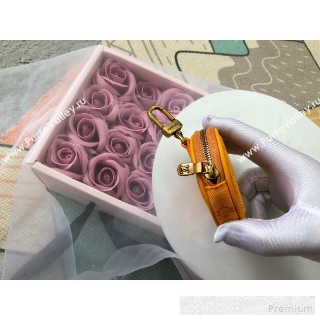 Louis Vuitton Monogram Denim Round Bag Charm & Key Holder M68291 Ochre Yellow 2019 (LVSJ-9061034)