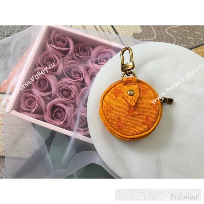 Louis Vuitton Monogram Denim Round Bag Charm & Key Holder M68291 Ochre Yellow 2019 (LVSJ-9061034)