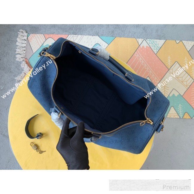 Louis Vuitton Monogram Denim Keepall Bandoulière 50 Top Handle Travel Bag M44644 Navy Blue 2019 (LVSJ-9061039)