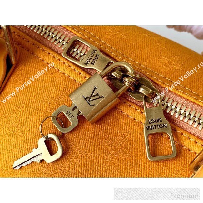 Louis Vuitton Monogram Denim Keepall Bandoulière 50 Top Handle Travel Bag M44644 Ochre Yellow 2019 (LVSJ-9061038)