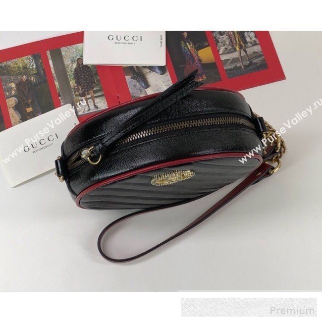 Gucci GG Marmont Mini Round Shoulder Bag 550154 Black/Red 2019 (DLH-9061043)