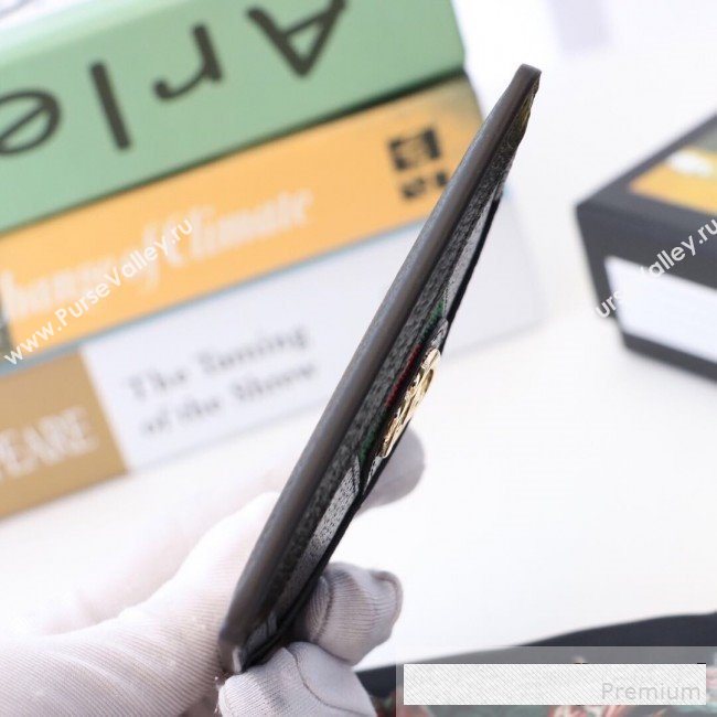 Gucci GG Web Leather Ophidia Card Case ‎523159 Black  (DLH-9061044)