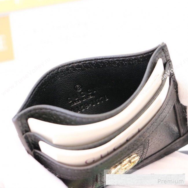 Gucci GG Web Leather Ophidia Card Case ‎523159 Black  (DLH-9061044)