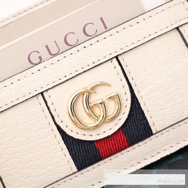 Gucci GG Web Leather Ophidia Card Case ‎523159 White (DLH-9061045)