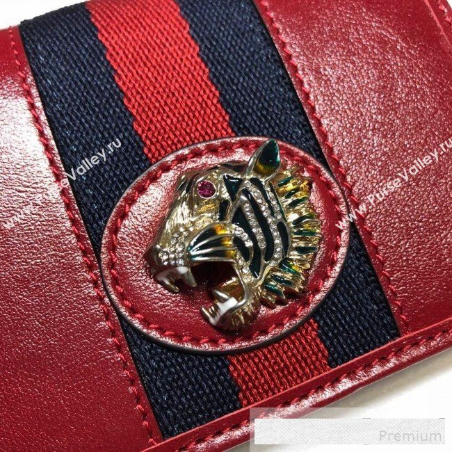 Gucci Leather Rajah Chain Card Case Wallet ‎573790 Red  (DLH-9061049)