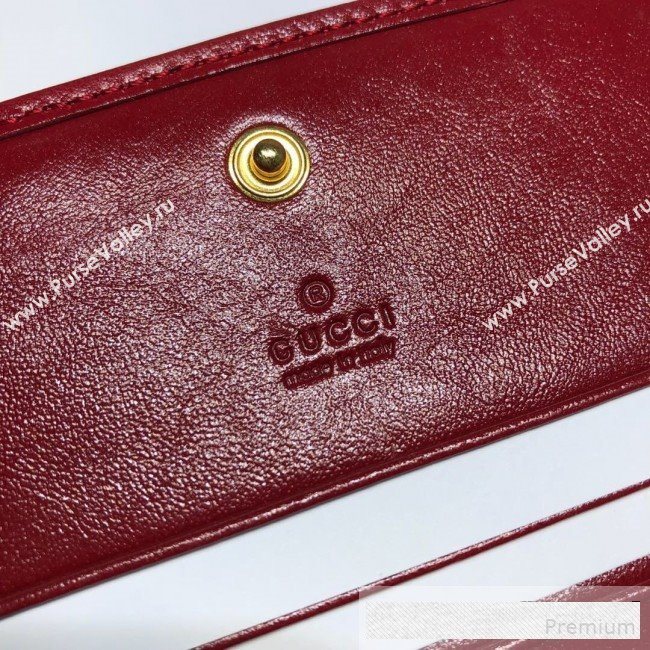 Gucci Leather Rajah Chain Card Case Wallet ‎573790 Red  (DLH-9061049)