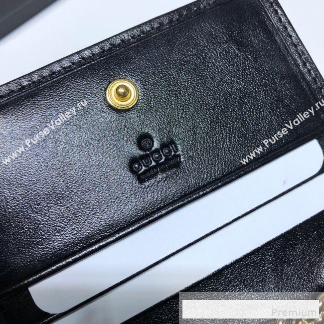 Gucci Leather Rajah Chain Card Case Wallet ‎573790 Black (DLH-9061050)
