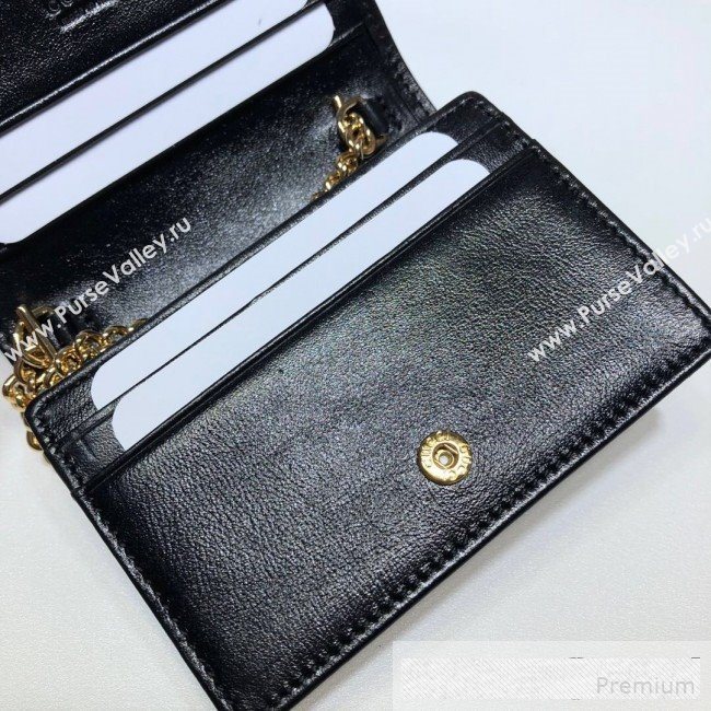 Gucci Leather Rajah Chain Card Case Wallet ‎573790 Black (DLH-9061050)