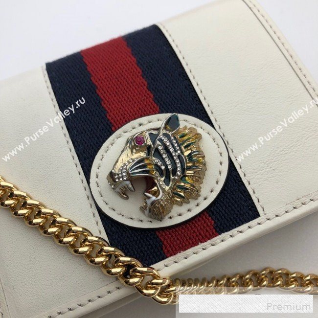 Gucci Leather Rajah Chain Card Case Wallet ‎573790 White (DLH-9061051)