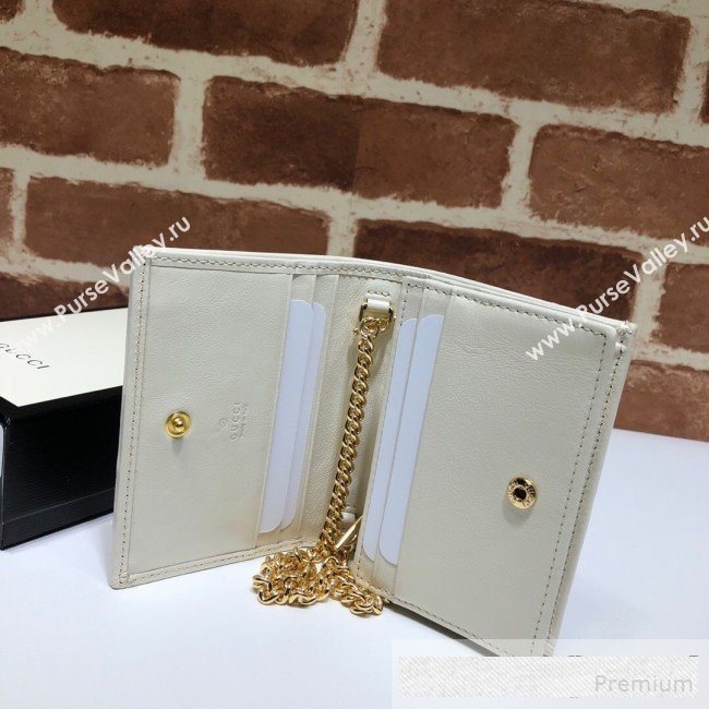 Gucci Leather Rajah Chain Card Case Wallet ‎573790 White (DLH-9061051)