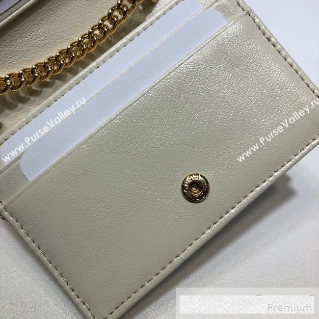 Gucci Leather Rajah Chain Card Case Wallet ‎573790 White (DLH-9061051)