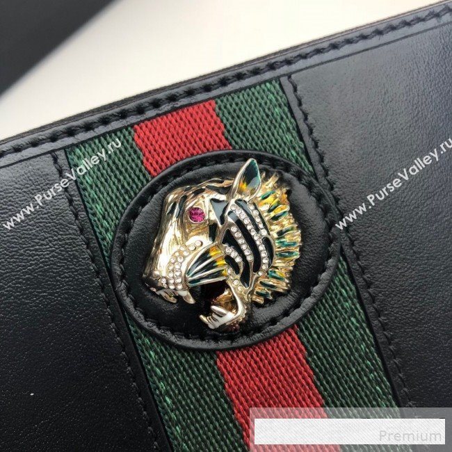 Gucci Leather Rajah Zip Around  Wallet 573791 Black (DLH-9061054)