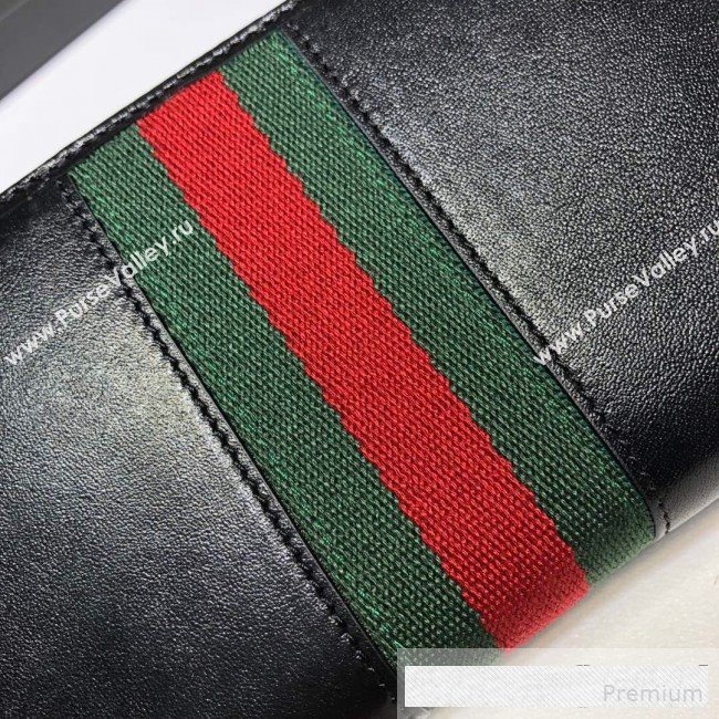 Gucci Leather Rajah Zip Around  Wallet 573791 Black (DLH-9061054)