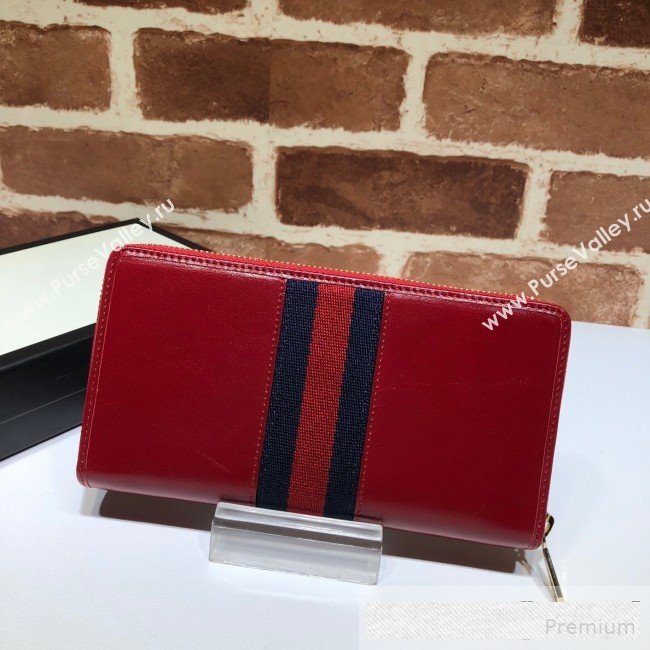Gucci Leather Rajah Zip Around  Wallet 573791 Red  (DLH-9061053)