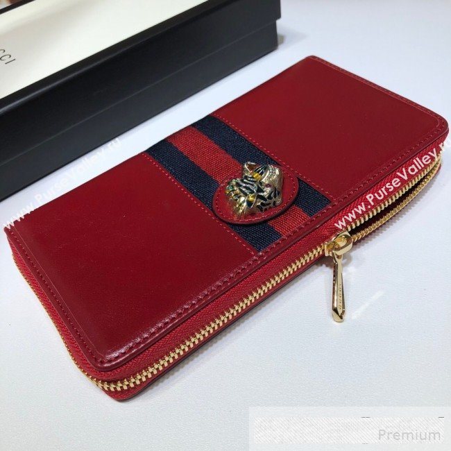 Gucci Leather Rajah Zip Around  Wallet 573791 Red  (DLH-9061053)