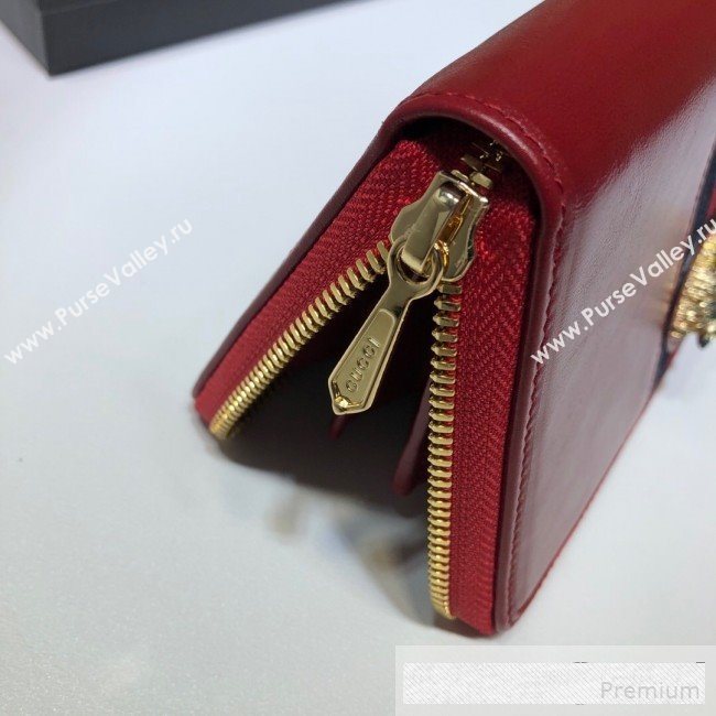 Gucci Leather Rajah Zip Around  Wallet 573791 Red  (DLH-9061053)