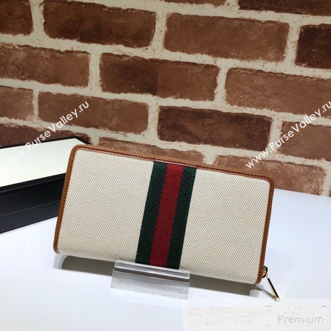 Gucci Beige Vintage Canvas Rajah Zip Around  Wallet 573791   (DLH-9061055)