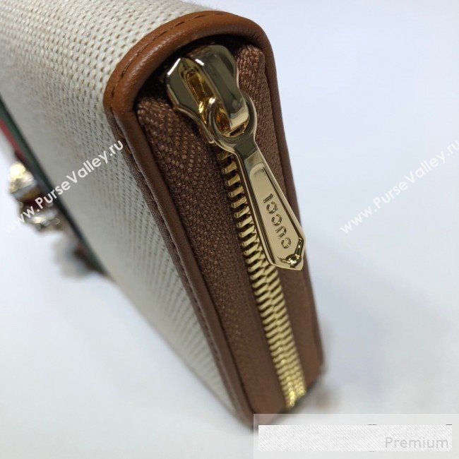 Gucci Beige Vintage Canvas Rajah Zip Around  Wallet 573791   (DLH-9061055)