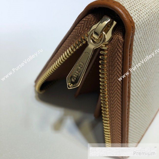 Gucci Beige Vintage Canvas Rajah Zip Around  Wallet 573791   (DLH-9061055)