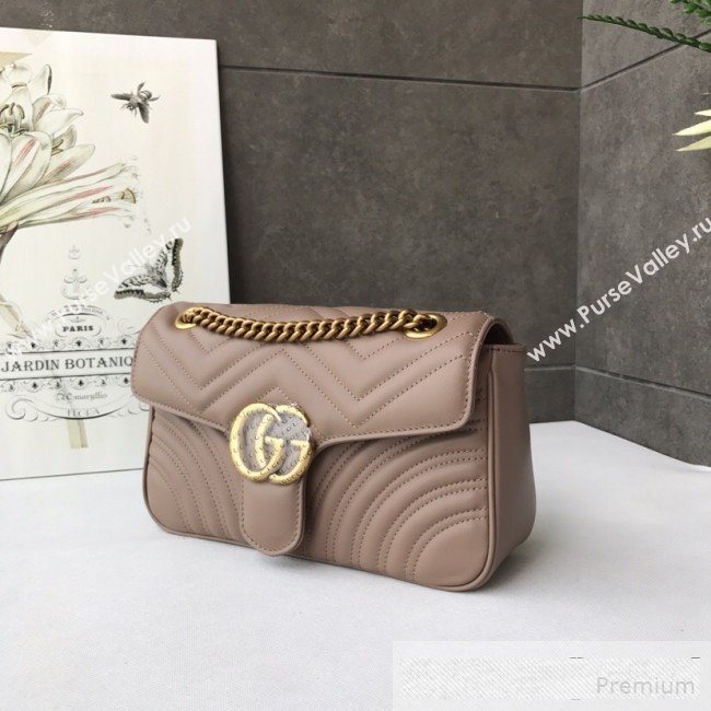 Gucci GG Marmont Leather Small Shoulder Bag ‎443497 Milk Tea Beige 2019 (DLH-9061062)