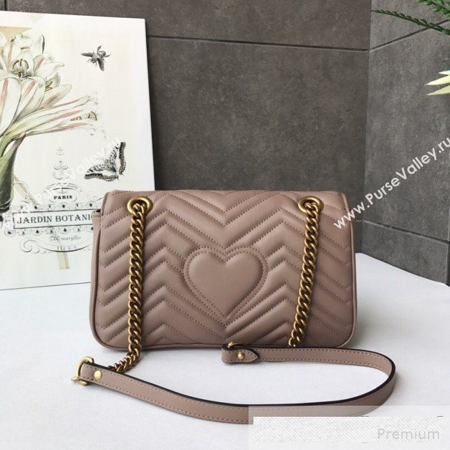 Gucci GG Marmont Leather Small Shoulder Bag ‎443497 Milk Tea Beige 2019 (DLH-9061062)