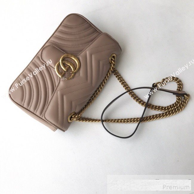 Gucci GG Marmont Leather Small Shoulder Bag ‎443497 Milk Tea Beige 2019 (DLH-9061062)
