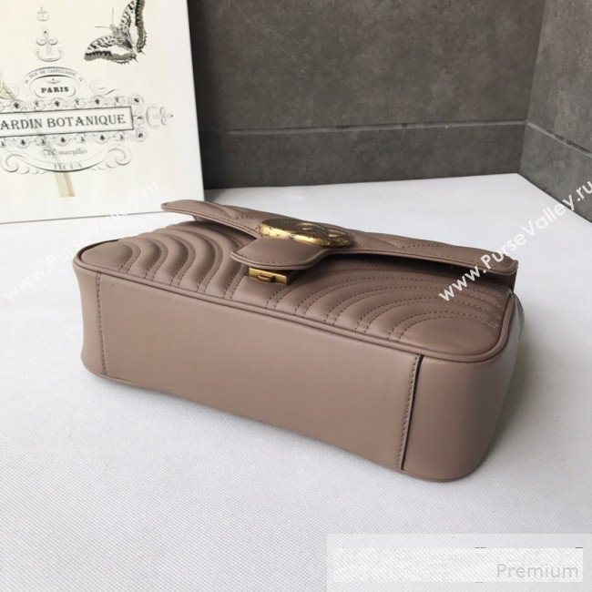 Gucci GG Marmont Leather Small Shoulder Bag ‎443497 Milk Tea Beige 2019 (DLH-9061062)