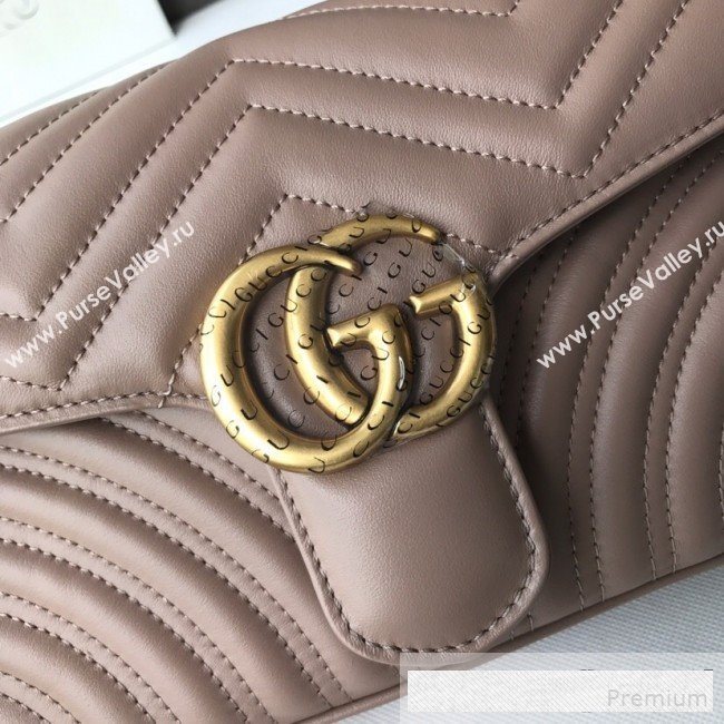 Gucci GG Marmont Leather Small Shoulder Bag ‎443497 Milk Tea Beige 2019 (DLH-9061062)