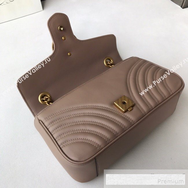 Gucci GG Marmont Leather Small Shoulder Bag ‎443497 Milk Tea Beige 2019 (DLH-9061062)