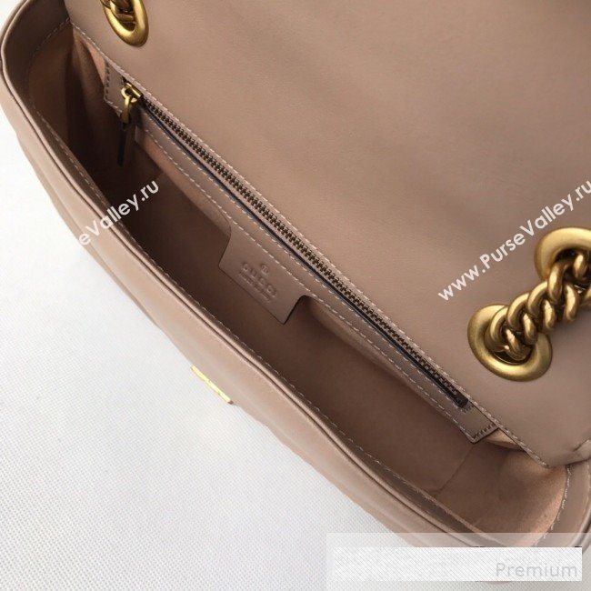 Gucci GG Marmont Leather Small Shoulder Bag ‎443497 Milk Tea Beige 2019 (DLH-9061062)