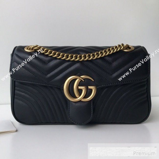 Gucci GG Marmont Leather Small Shoulder Bag ‎443497 Black/Gold 2019 (DLH-9061061)