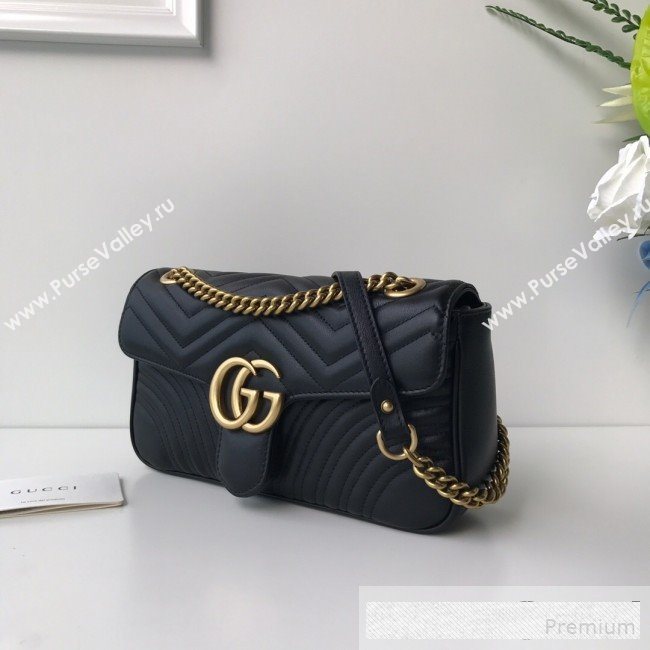 Gucci GG Marmont Leather Small Shoulder Bag ‎443497 Black/Gold 2019 (DLH-9061061)