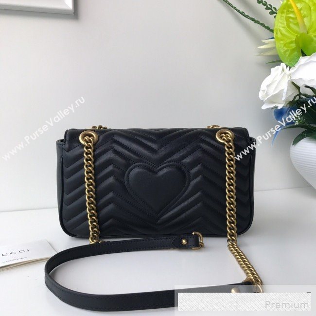 Gucci GG Marmont Leather Small Shoulder Bag ‎443497 Black/Gold 2019 (DLH-9061061)