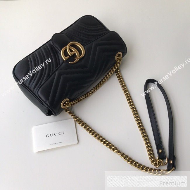 Gucci GG Marmont Leather Small Shoulder Bag ‎443497 Black/Gold 2019 (DLH-9061061)