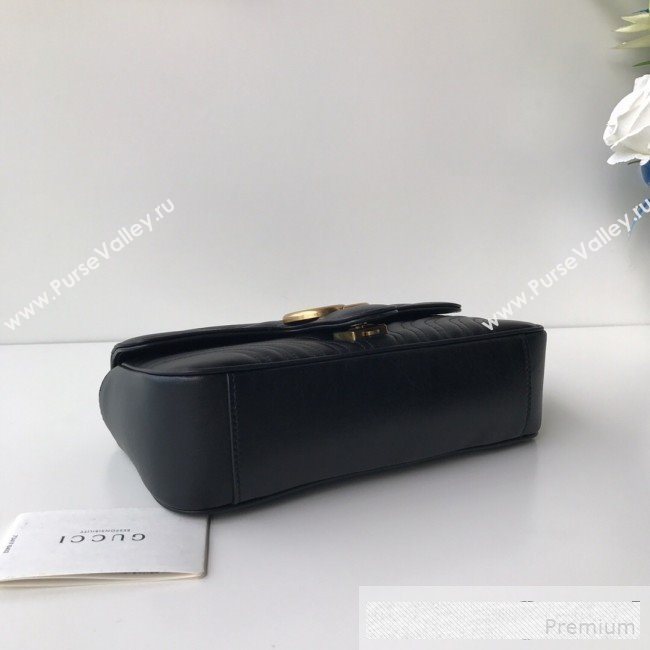 Gucci GG Marmont Leather Small Shoulder Bag ‎443497 Black/Gold 2019 (DLH-9061061)
