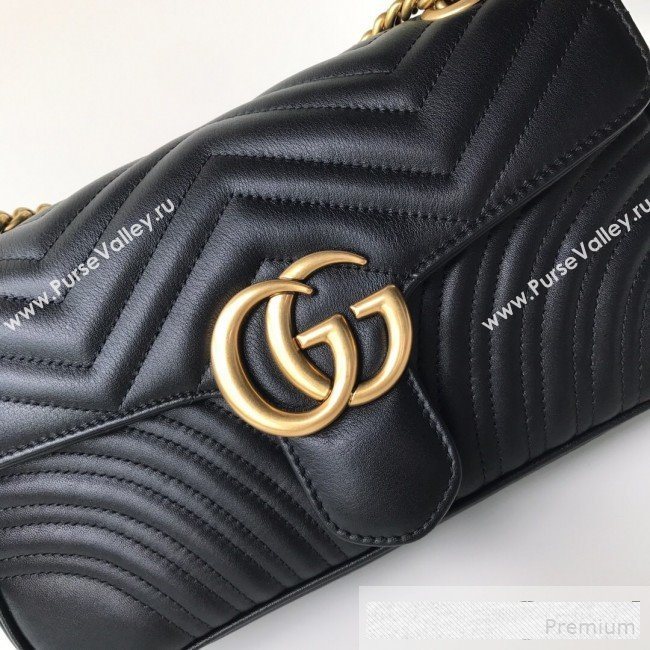 Gucci GG Marmont Leather Small Shoulder Bag ‎443497 Black/Gold 2019 (DLH-9061061)