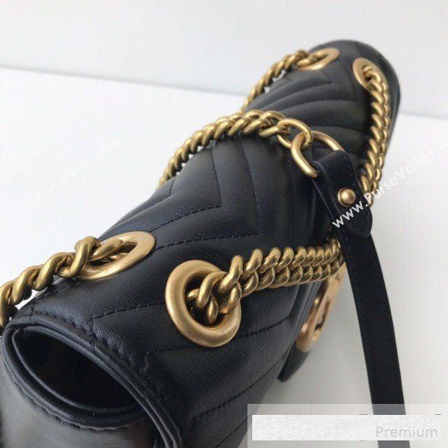 Gucci GG Marmont Leather Small Shoulder Bag ‎443497 Black/Gold 2019 (DLH-9061061)
