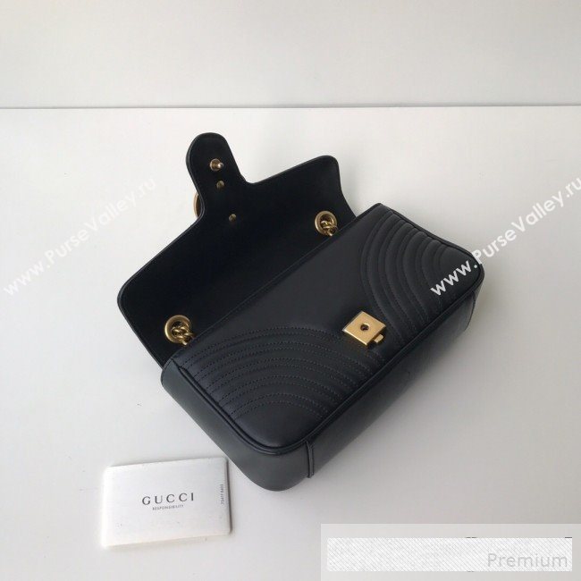 Gucci GG Marmont Leather Small Shoulder Bag ‎443497 Black/Gold 2019 (DLH-9061061)