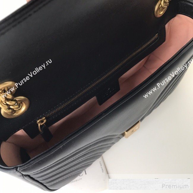 Gucci GG Marmont Leather Small Shoulder Bag ‎443497 Black/Gold 2019 (DLH-9061061)